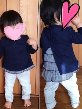 「連投すみません」｜minaton☺︎Kidsさん（キッズ・80cm）の秋コーディネート