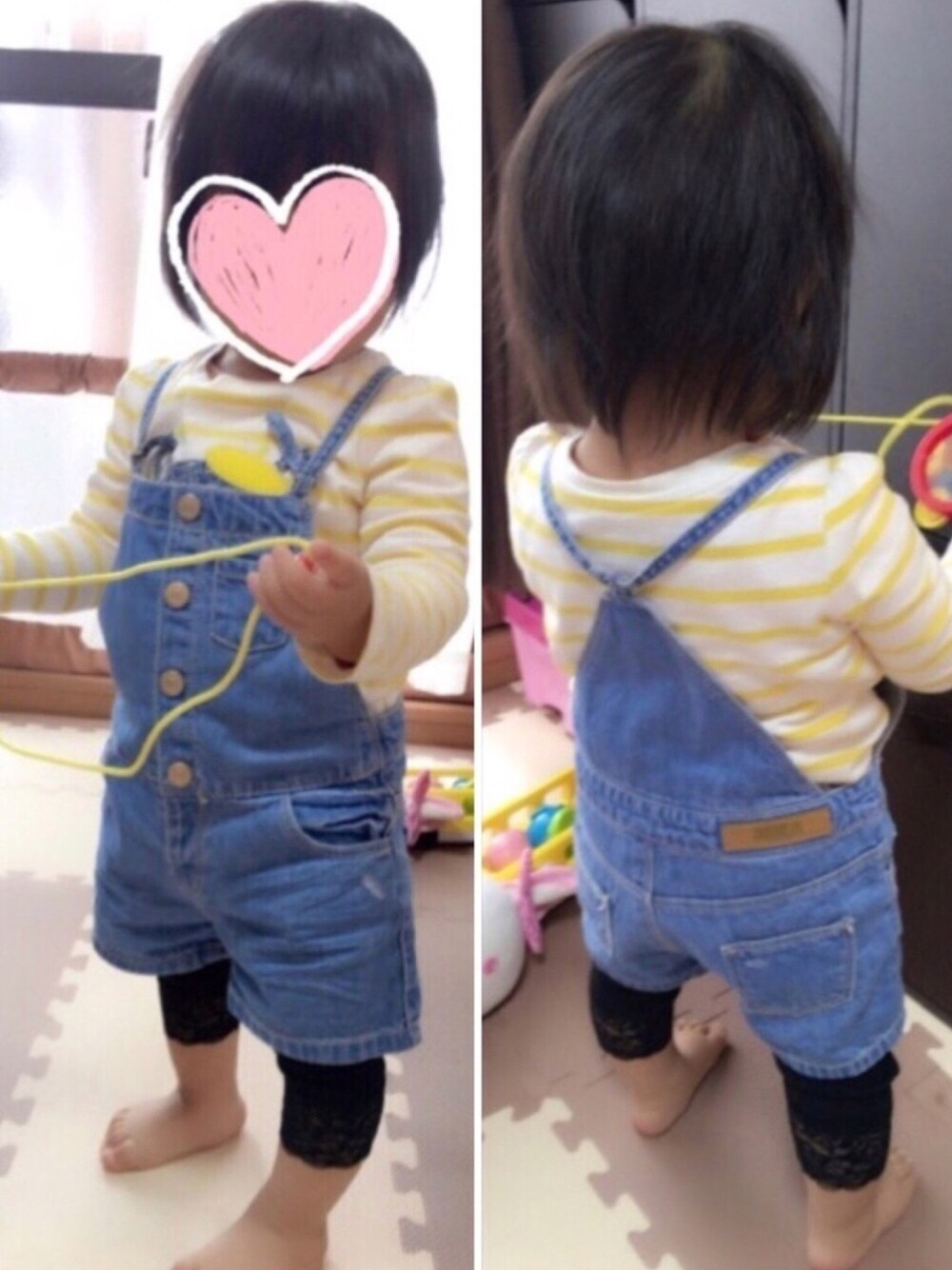 「おんなのこ、1歳、記録用、連投すみません、ザラベビー、サロペット」｜「ZARA KIDSのアイテム（サロペット/オーバーオール、ブルー系）」を使った、minaton☺︎Kidsさん（キッズ・80cm）の秋コーディネートの1枚目の写真