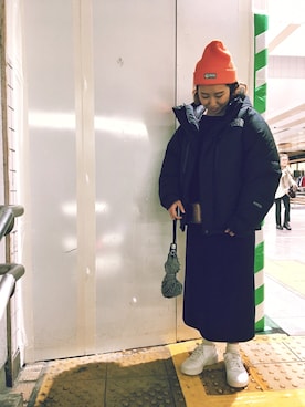 「DISCUS（ディスカス）のアイテム（帽子）」を使った、Hanさん（レディース・155cm）の冬コーディネート