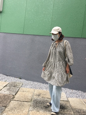 「H&M（エイチ・アンド・エム）のアイテム（チュニック）」を使った、Hanさん（レディース・155cm）の春コーディネート
