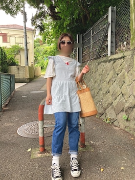 「holiday」｜「アイテム（スニーカー）」を使った、Hanさん（レディース・155cm）の夏コーディネート