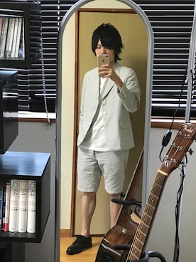 「VISVIM（ビズビム）のアイテム（テーラードジャケット、その他）」を使った、issiさん（メンズ・164cm）の夏コーディネート