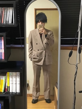 「LITTLEBIG（リトルビッグ）のアイテム（テーラードジャケット、ベージュ系）」を使った、issiさん（メンズ・164cm）の冬コーディネート