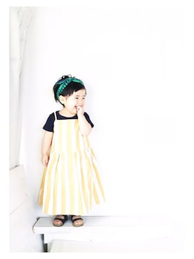 「ストライプワンピース」｜「アイテム（財布/小物）」を使った、akachanさん（キッズ・70cm）の夏コーディネート