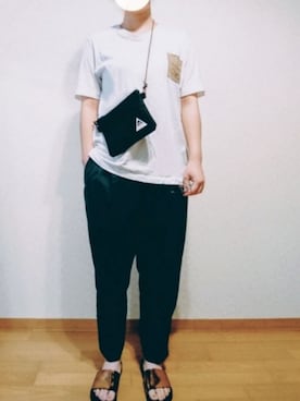 「サコッシュ」｜「アイテム（食器/キッチン）」を使った、マカさん（レディース・158cm）の夏コーディネート