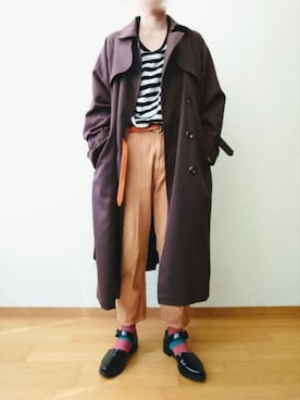 「外国人風」｜「アイテム（ジャケット/アウター）」を使った、マカさん（レディース・158cm）の春コーディネート