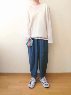 「pairpair」｜「アイテム（スラックス）」を使った、マカさん（レディース・158cm）の夏コーディネート