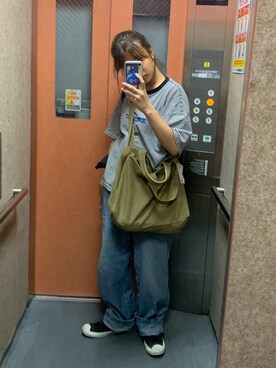 「フェリシモ（フェリシモ）のアイテム（バッグ、グリーン系）」を使った、khaco.69さん（レディース）の秋コーディネート