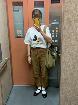 「GU（ジーユー）のアイテム（パンツ、ブラウン系）」を使った、khaco.69さん（レディース）の秋コーディネート