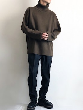 sakuさんの「【セットアップ対応】RETORO POLYESTER TWILL / ベルト付き タックワイド テーパード トラウザーパンツ(センタープレスパンツ)」を使ったコーディネート