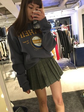 「MTM」｜「アイテム（スウェット）」を使った、YeonLeeさん（レディース・163cm）の冬コーディネート