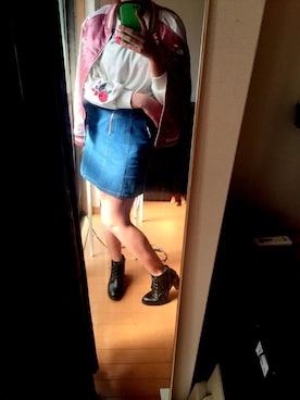 「おでかけ」｜「アイテム（スタジャン）」を使った、♡ａｎｍｉｎ♡さん（レディース・163cm）の冬コーディネート