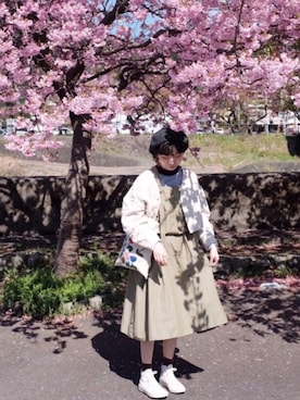 「日系休闲」｜「アイテム（ジャケット/アウター）」を使った、茶さん（レディース・162cm）の春コーディネート
