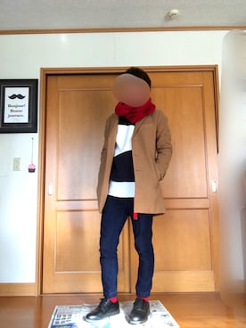 「BACK NUMBER（バックナンバー）のアイテム（チェスターコート）」を使った、S.Sミョンバクさん（メンズ・175cm）の秋コーディネート