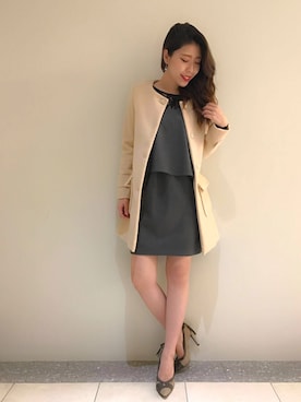 「ROYAL PARTY（ロイヤルパーティー）のアイテム（ノーカラージャケット）」を使った、ROYALPARTYさん（レディース・166cm）の冬コーディネート
