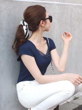 「ROYAL PARTY」｜「アイテム（Tシャツ/カットソー）」を使った、ROYALPARTYさん（レディース・166cm）の夏コーディネート