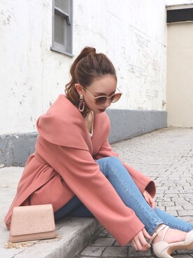 「ピンクコート」｜「アイテム（その他アウター）」を使った、ROYALPARTYさん（レディース・166cm）の秋コーディネート