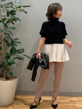 「ROYAL PARTY（ロイヤルパーティー）のアイテム（ノーカラージャケット）」を使った、ROYALPARTYさん（レディース・166cm）の秋コーディネート