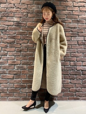 「ママファッション」｜「アイテム（ムートンコート）」を使った、ROYALPARTYさん（レディース・159cm）の秋コーディネート