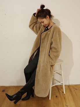 「秋のマイ旬スタイル」｜「アイテム（ムートンコート）」を使った、ROYALPARTYさん（レディース・159cm）の秋コーディネート