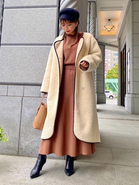 「秋のマイ旬スタイル」｜「アイテム（ムートンコート）」を使った、ROYALPARTYさん（レディース・166cm）の秋コーディネート