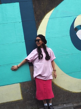 「stussywomen」｜「アイテム（ハンチング/ベレー帽）」を使った、KAWAYUIさん（レディース・156cm）の春コーディネート