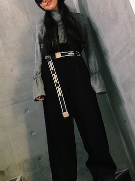 「Yohji Yamamoto（ヨウジヤマモト）のアイテム（パンツ）」を使った、KAWAYUIさん（レディース・156cm）の春コーディネート