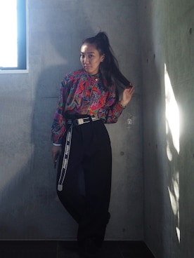 「Yohji Yamamoto（ヨウジヤマモト）のアイテム（パンツ）」を使った、KAWAYUIさん（レディース・156cm）の秋コーディネート