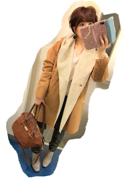 「カモフラパンツ」｜「アイテム（ムートンコート）」を使った、283さん（レディース・156cm）の冬コーディネート