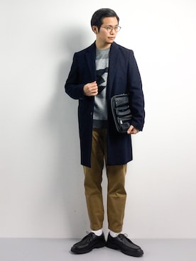 「ZIP FIVE（ジップファイブ）のアイテム（モカシン/デッキシューズ）」を使った、K-1RO(ケーイチロー)さん（メンズ・171cm）の冬コーディネート