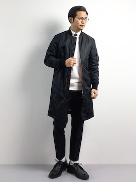 「The DUFFER of ST.GEORGE（ザダファーオブセントジョージ）のアイテム（MA-1）」を使った、K-1RO(ケーイチロー)さん（メンズ・171cm）の冬コーディネート