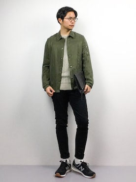 「LOUNGE LIZARD（ラウンジリザード）のアイテム（その他アウター）」を使った、K-1RO(ケーイチロー)さん（メンズ・171cm）の冬コーディネート