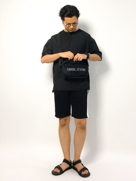 「KANGOL（カンゴール）のアイテム（バッグ）」を使った、K-1RO(ケーイチロー)さん（メンズ・171cm）の夏コーディネート