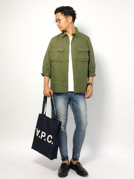 「A.P.C.（アーペーセー）のアイテム（バッグ）」を使った、K-1RO(ケーイチロー)さん（メンズ・171cm）の夏コーディネート