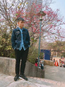 「PULL&BEAR（プルアンドベア）のアイテム（デニムジャケット）」を使った、林冠州さん（メンズ・172cm）の夏コーディネート