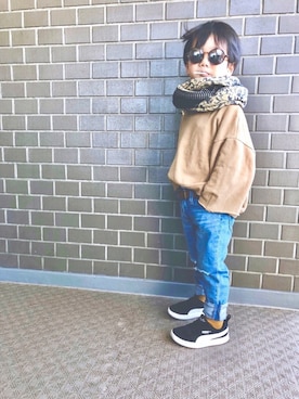 「ノーティードッグ」｜「アイテム（その他）」を使った、chaoさん（キッズ・100cm）の冬コーディネート