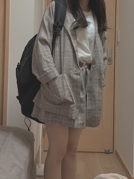 「SpRay（スプレイ）のアイテム（セットアップ）」を使った、shioさん（レディース・151cm）の春コーディネート