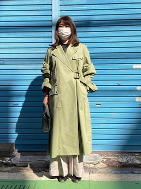 「袖ボリューム」｜「アイテム（トレンチコート）」を使った、ATSUKOさん（レディース・157cm）の春コーディネート