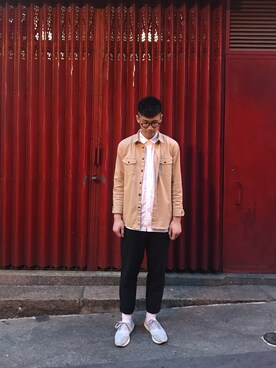 「ZARA（ザラ）のアイテム（ピーコート）」を使った、Nathanloiさん（メンズ・183cm）の春コーディネート