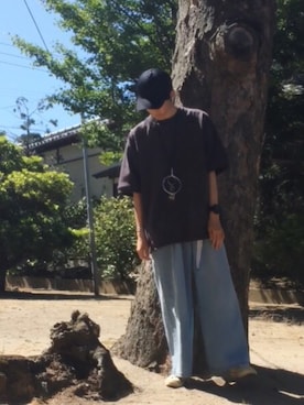 「AZUL by moussy（アズールバイマウジー）のアイテム（キャップ）」を使った、らあさん（メンズ・171cm）の夏コーディネート
