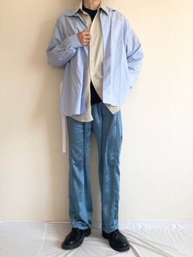 「サテンパンツ」｜「アイテム（その他アウター）」を使った、やたわたさん（メンズ・175cm）の春コーディネート