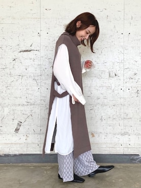 「ロングベスト」｜nanamiさん（レディース・154cm）の秋コーディネート