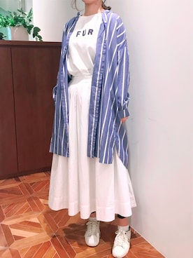 「PUAL CE CIN（ピュアルセシン）のアイテム（シャツワンピース）」を使った、2kdさん（レディース・165cm）の春コーディネート