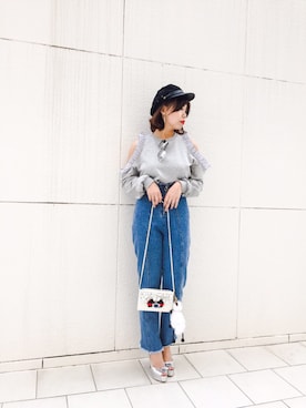 「Narcissus（ナルシス）のアイテム（デニムパンツ）」を使った、Narcissus ESTさん（レディース・160cm）の春コーディネート