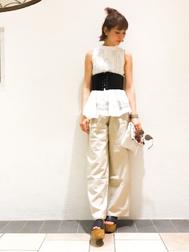 「アイテム（バッグ、ホワイト系）」を使った、Narcissus ESTさん（レディース・160cm）の春コーディネート