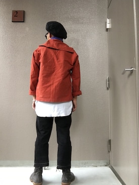 「レンガ色」｜「アイテム（グレー系）」を使った、ソメさん（メンズ・165cm）の秋コーディネート