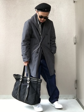 「COMOLI（コモリ）のアイテム（ダウンジャケット/コート）」を使った、ソメさん（メンズ・165cm）の秋コーディネート