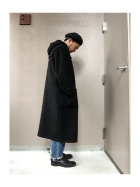 Margaret Howell 黒 ダッフルコート MARGARET HOWELL（マーガレットハウエル）の「HEAVY MELTON