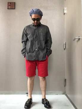 「Engineered Garments（エンジニアードガーメンツ）のアイテム（ハンチング/ベレー帽）」を使った、ソメさん（メンズ・165cm）の春コーディネート