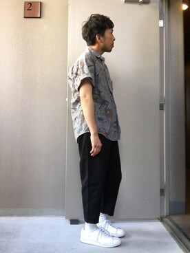 「DIGAWEL（ディガウェル）のアイテム（スラックス）」を使った、ソメさん（メンズ・165cm）の春コーディネート